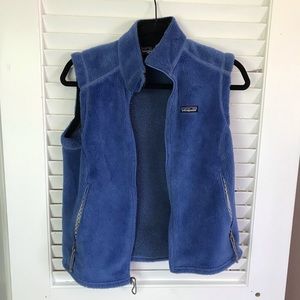 blue patagonia fleece vest